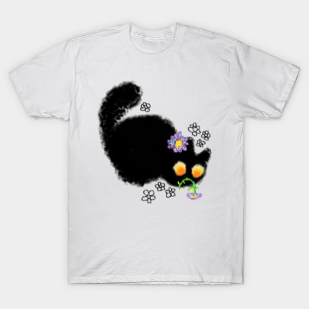 Curious Flower Cat MS paint T-Shirt by Bingust